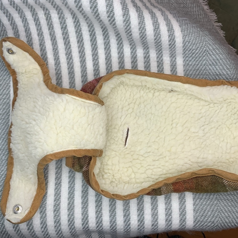 Puppy Dog Jacket/Coat Snaps Lined Back Leash Hole Canvas Wool Plaid Extra Small - Picture 5 of 11